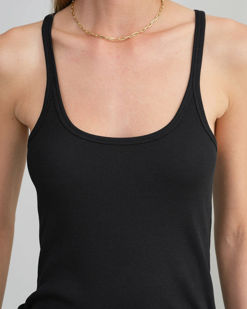 SCOOP NECK RIB TANK / BLACK