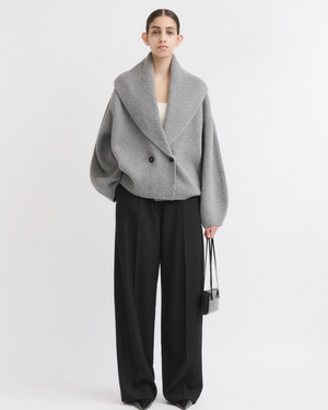 SHAWL-LAPEL CARDIGAN / MID GREY MELANGE