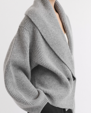 SHAWL-LAPEL CARDIGAN / MID GREY MELANGE