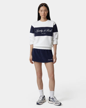 SIGNATURE LOGO BLOCK CREWNECK / WHITE/DARK NAVY