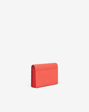 PANAMA FOLDED CARD CASE WITH SNAP CLOSURE / CORAL