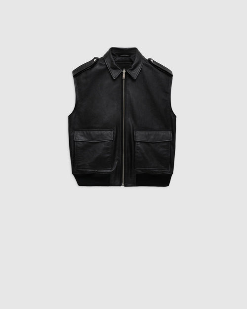 SONNIE VEST / BLACK LEATHER