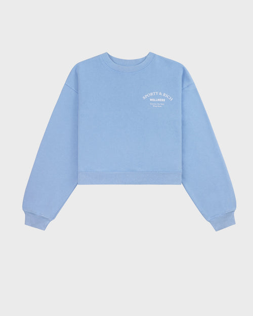 WELLNESS STUDIO CROPPED CREWNECK / SKY BLUE WHITE