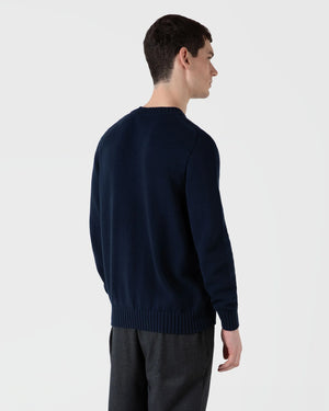 COTTON CREW NECK JUMPER / LIGHT NAVY