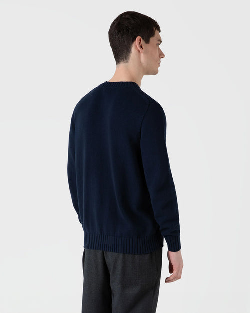 COTTON CREW NECK JUMPER / LIGHT NAVY