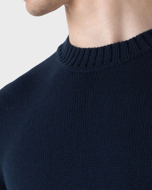 COTTON CREW NECK JUMPER / LIGHT NAVY