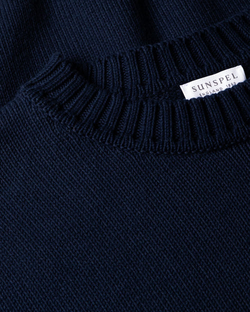 COTTON CREW NECK JUMPER / LIGHT NAVY