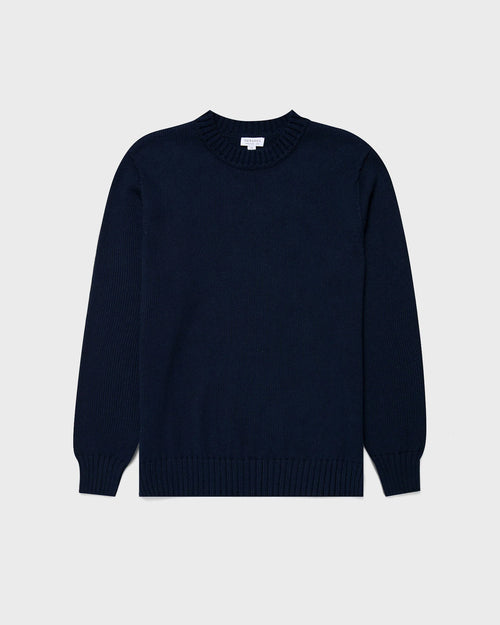 COTTON CREW NECK JUMPER / LIGHT NAVY