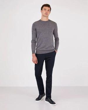 EXTRA FINE MERINO CREW NECK / MID GREY MELANGE