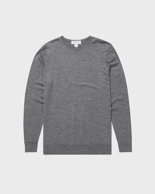 EXTRA FINE MERINO CREW NECK / MID GREY MELANGE