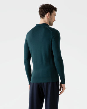 EXTRA FINE MERINO POLO SHIRT / PEACOCK