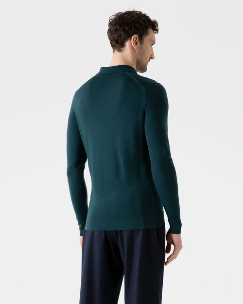 EXTRA FINE MERINO POLO SHIRT / PEACOCK