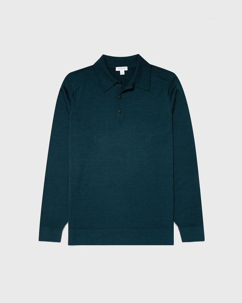 EXTRA FINE MERINO POLO SHIRT / PEACOCK