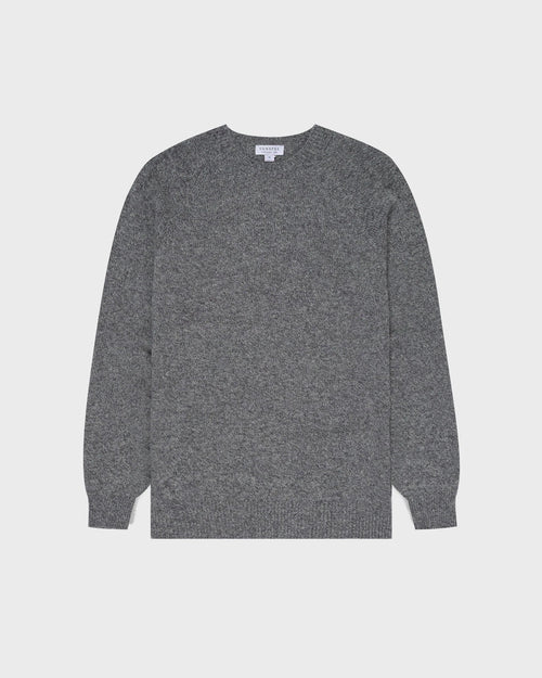 LAMBSWOOL CREW NECK JUMPER / MID GREY MELANGE