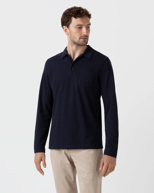 LONG SLEEVE RIVIERA POLO SHIRT / NAVY