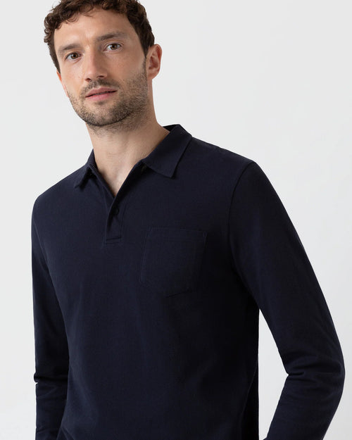 LONG SLEEVE RIVIERA POLO SHIRT / NAVY