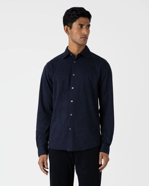 COTTON CASHMERE PIQUE SHIRT / NAVY MELANGE