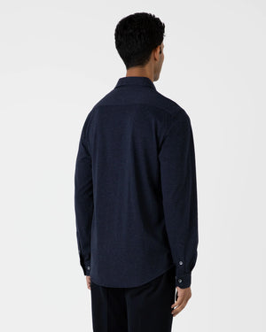 COTTON CASHMERE PIQUE SHIRT / NAVY MELANGE