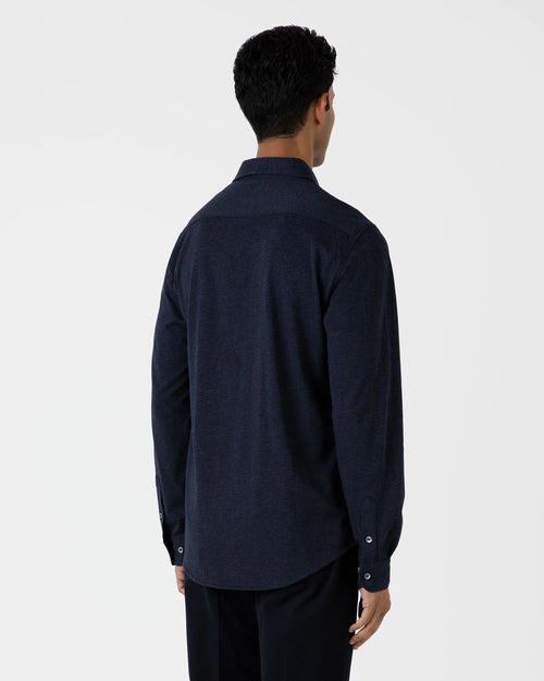 COTTON CASHMERE PIQUE SHIRT / NAVY MELANGE