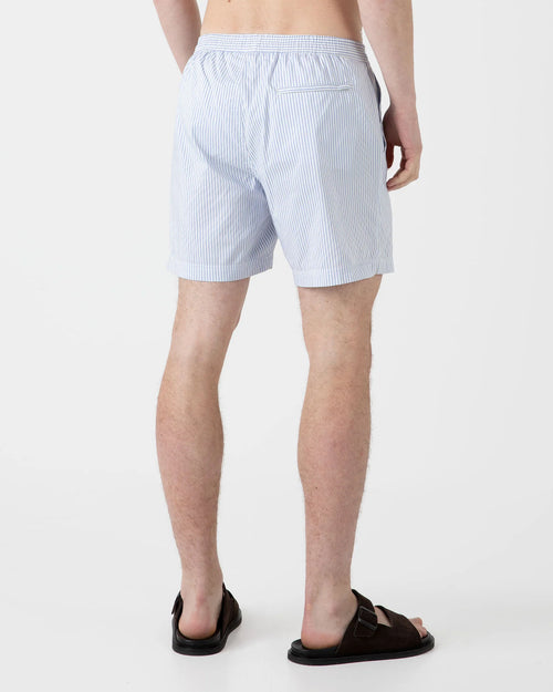 SWIM SHORT / WHITE COOL BLUE STRIPE