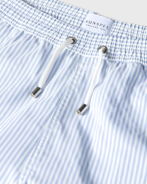 SWIM SHORT / WHITE COOL BLUE STRIPE