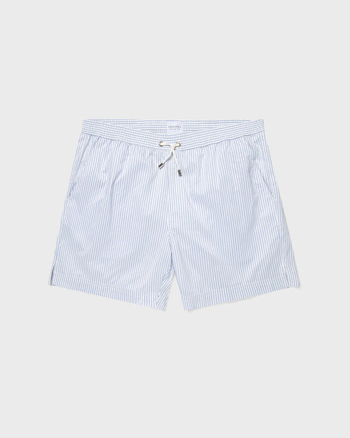 SWIM SHORT / WHITE COOL BLUE STRIPE