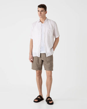 LINEN DRAWSTRING SHORT / DARK SAND