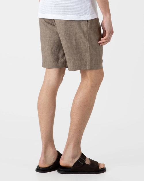 LINEN DRAWSTRING SHORT / DARK SAND