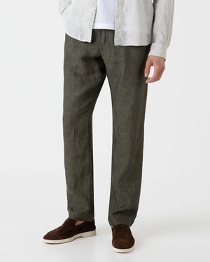 LINEN DRAWSTRING TROUSER / LIGHT KHAKI