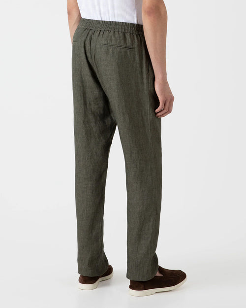 LINEN DRAWSTRING TROUSER / LIGHT KHAKI