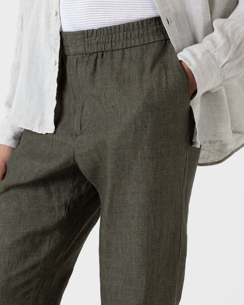 LINEN DRAWSTRING TROUSER / LIGHT KHAKI