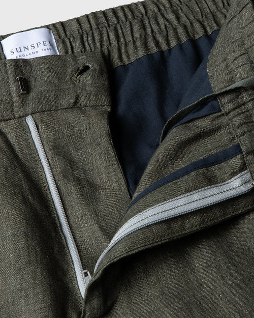 LINEN DRAWSTRING TROUSER / LIGHT KHAKI