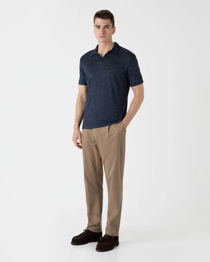 LINEN POLO SHIRT / NAVY MELANGE