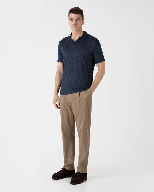 LINEN POLO SHIRT / NAVY MELANGE