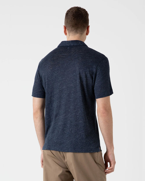 LINEN POLO SHIRT / NAVY MELANGE