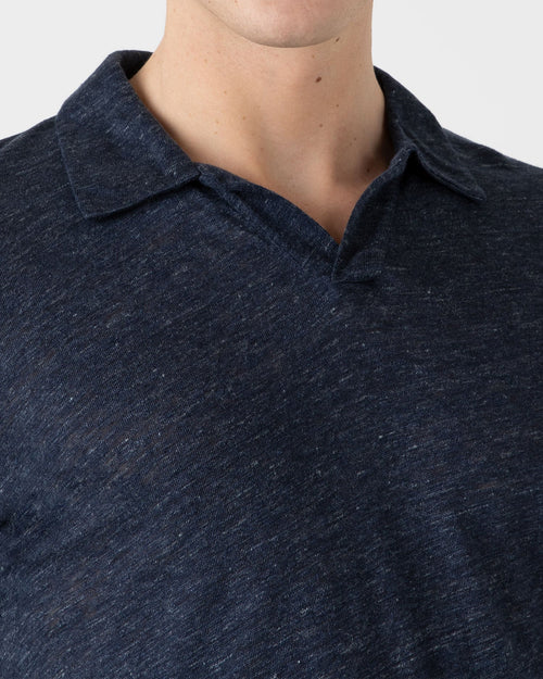 LINEN POLO SHIRT / NAVY MELANGE