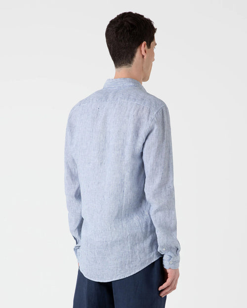 LINEN SHIRT / WHITE NAVY MICRO STRIPE