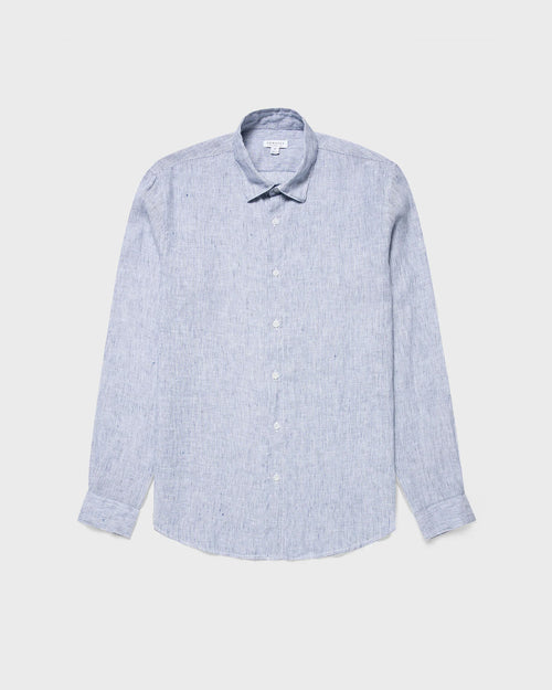 LINEN SHIRT / WHITE NAVY MICRO STRIPE