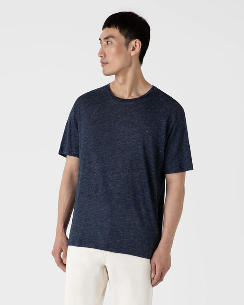 LINEN T-SHIRT / NAVY MELANGE