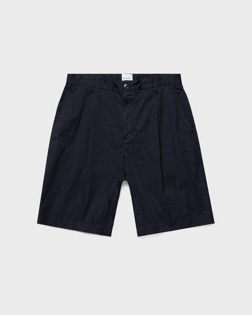 PLEATED TWILL SHORT / NAVY