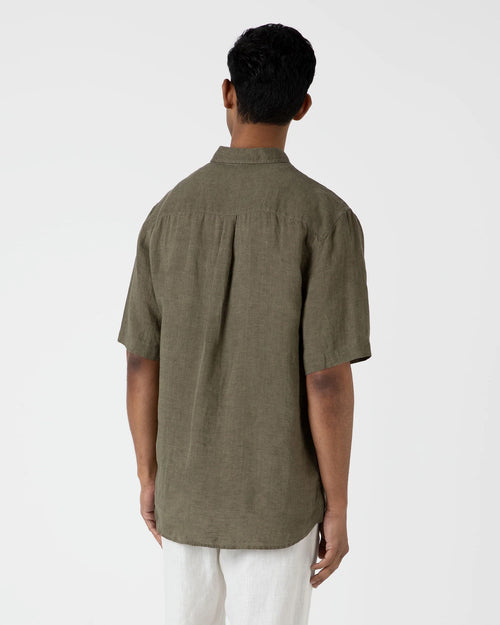 SHORT SLEEVE LINEN SHIRT / KHAKI