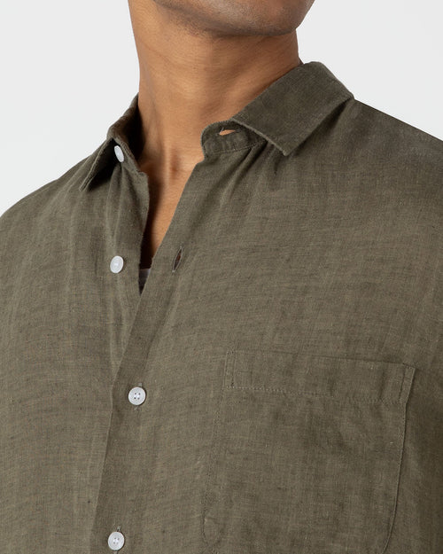 SHORT SLEEVE LINEN SHIRT / KHAKI