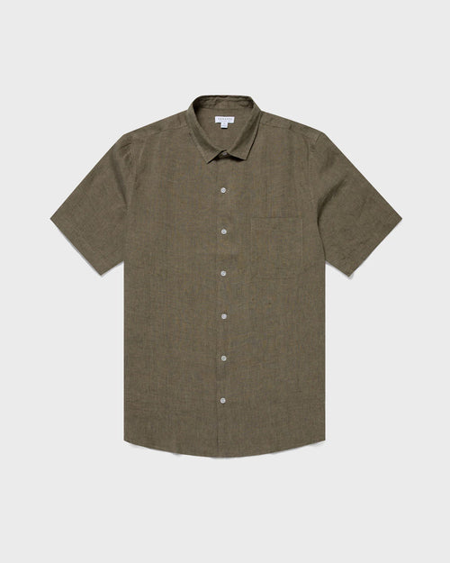 SHORT SLEEVE LINEN SHIRT / KHAKI