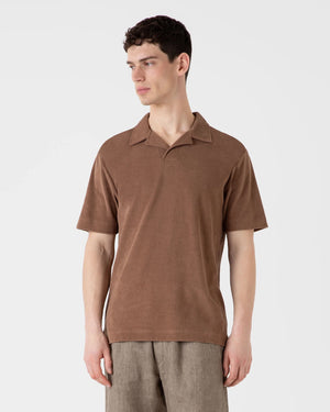 TOWELLING POLO SHIRT / DARK SAND