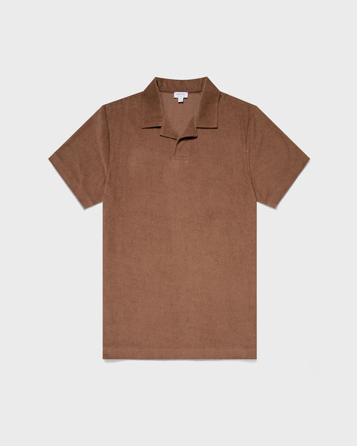 TOWELLING POLO SHIRT / DARK SAND