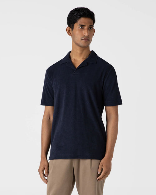 TOWELLING POLO SHIRT / NAVY