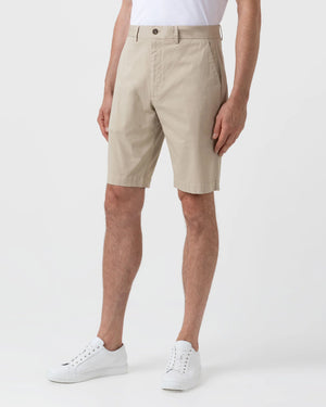 STRETCH COTTON CHINO SHORTS / LIGHT STONE