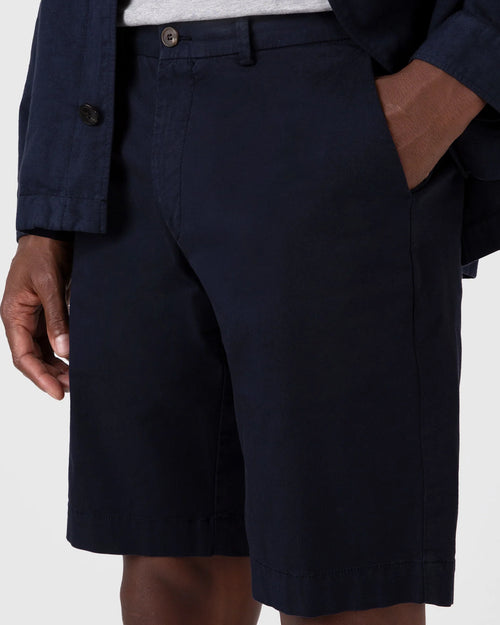 STRETCH COTTON CHINO SHORTS / NAVY