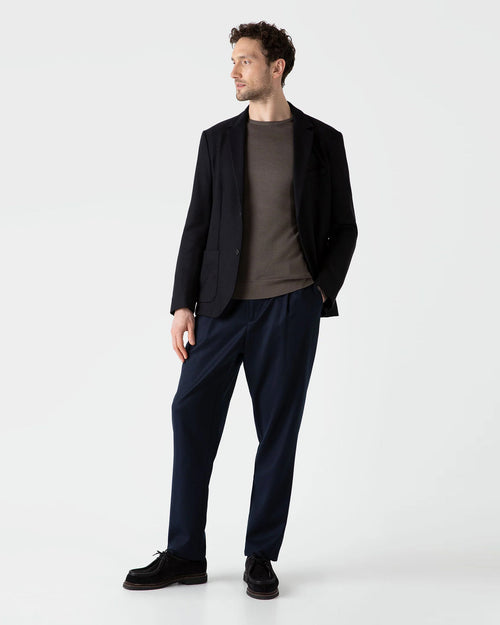 TEXTURED WOOL BLAZER / NAVY