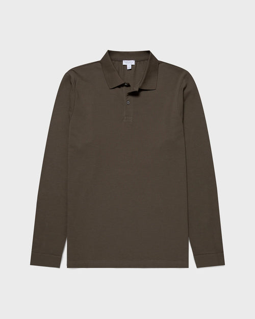 LONG SLEEVE PIQUÉ POLO SHIRT / KHAKI